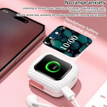 Wireless Earbuds, Smart touch control 1.83” Display Screen, Stereo & Advanced noise reduction technology, Support voice commands - Plug in cards for mp3 play - Remote photography control - Multi Language, Battery 120H Stand By