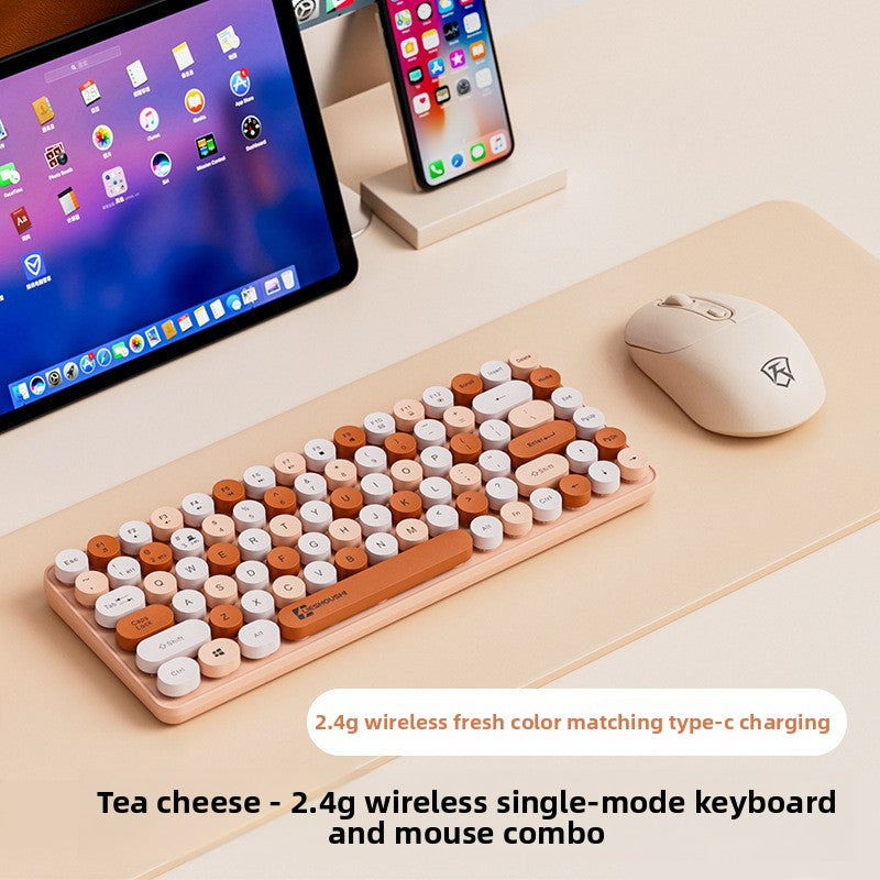 Aesthetic Wireless Mechanical Feel Silent Keyboard with Bluetooth