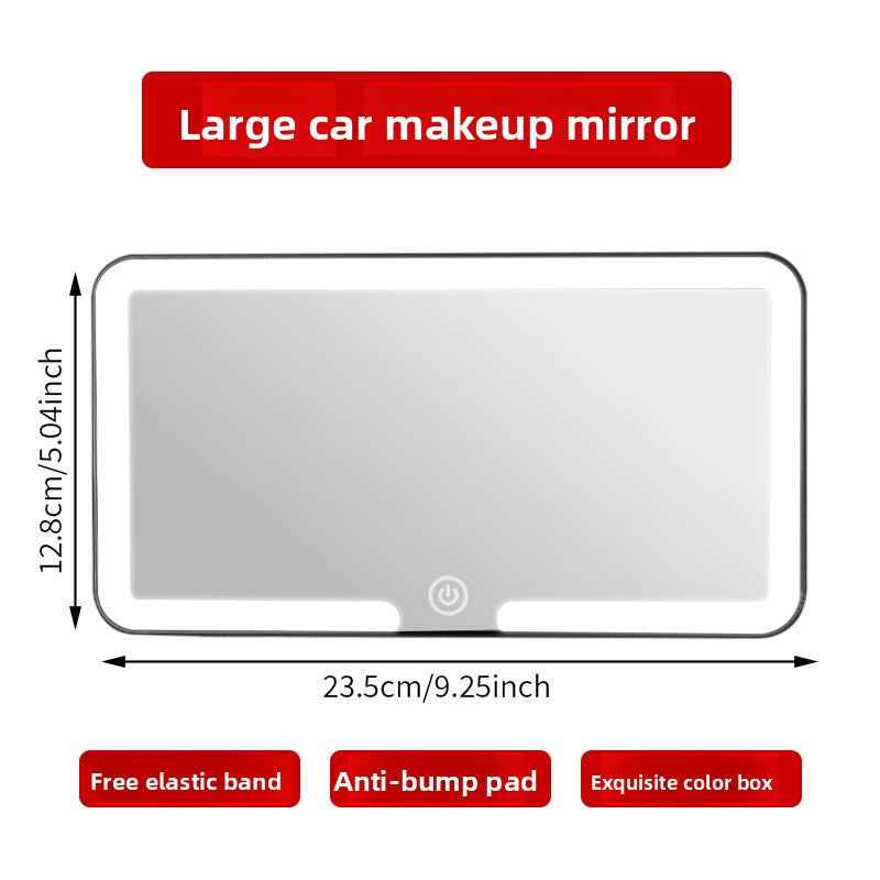LED Illuminated Car Visor Makeup Mirror with Shatterproof Design