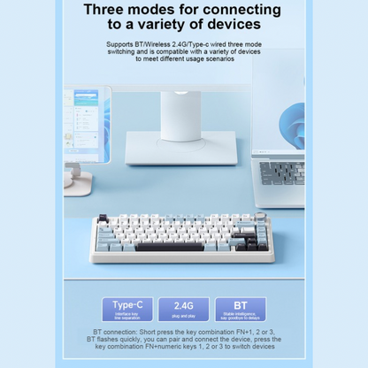 Aula F75 Keyboard, 80-Key Mechanical Gaming Keyboard, RGB Backlit, Triple Mode Connection (Type-C/2.4G/BT), 4000mAh Battery, Hot-Swappable Switches, Reaper Switch