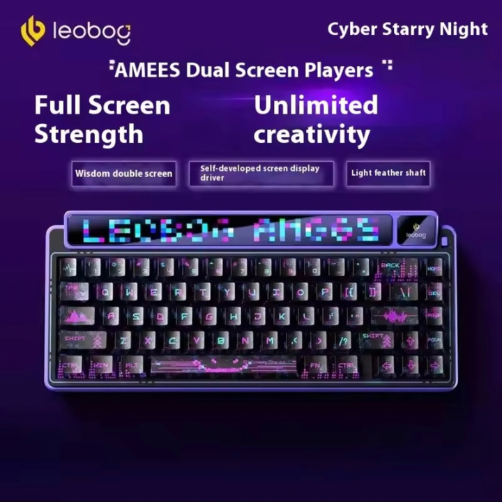 AULA-LEOBOG AMG65 Gasket Mechanical Keyboard, Tri-Mode Connectivity, LED Smart Dual Screen, Gasket Mount Structure, Compact 67 keys, Fully Hot-Swappable Keys, Premium Build & Design