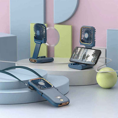 Foldable USB Handheld Fan with Power Bank Function