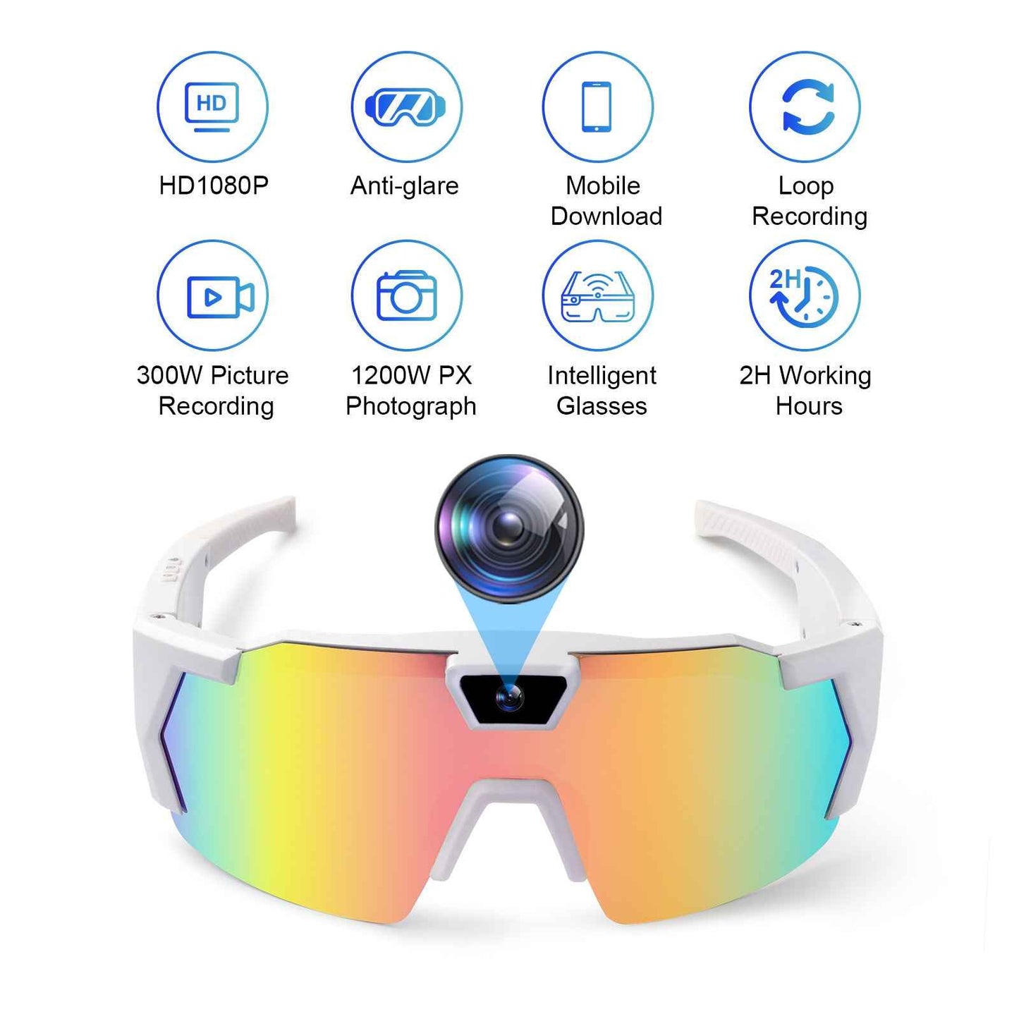 Windproof smart glasses with camera for cycling