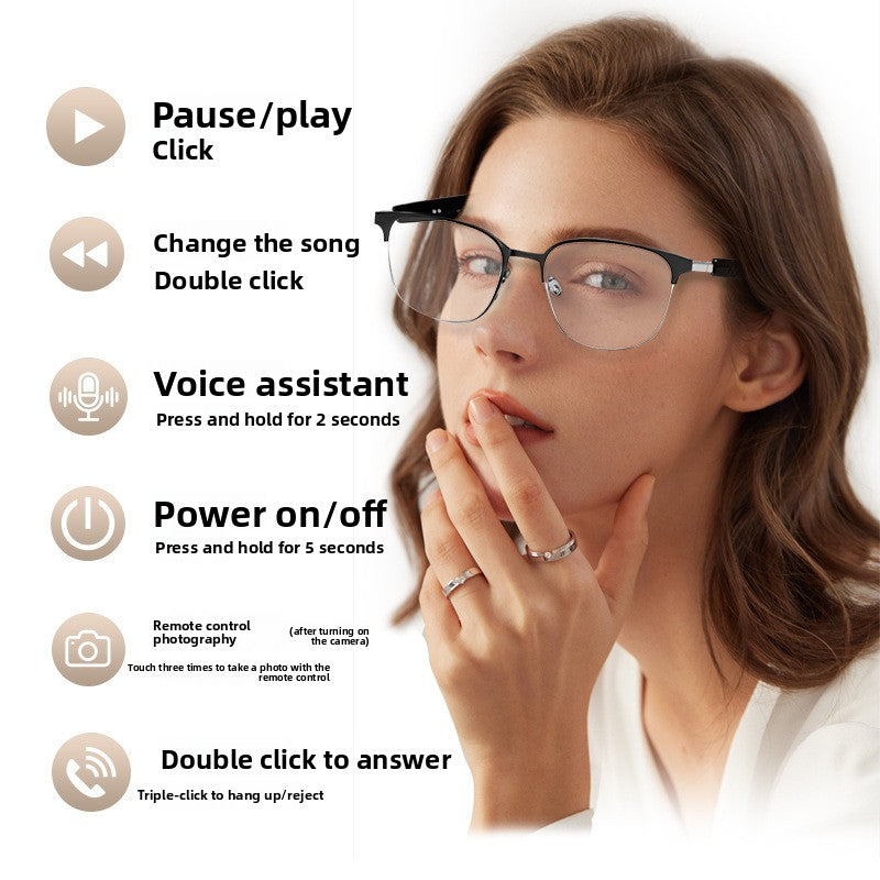 AI Translation Bluetooth Smart Glasses Calls Music