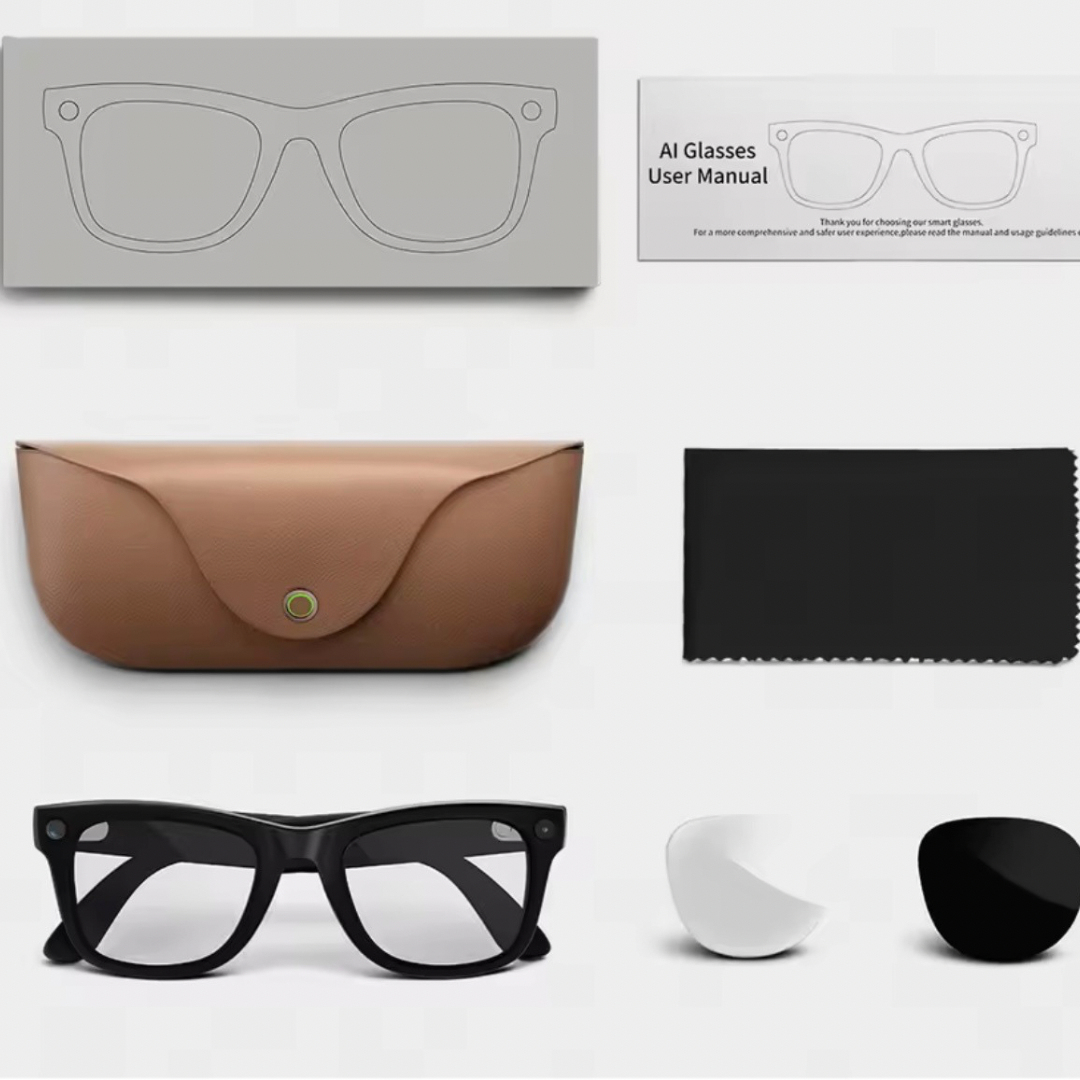 Smart AI Glasses with Built-in camera, charging Case and dual Lenses