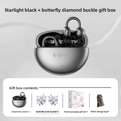 Bluetooth Ear Clip Headphones with decoration buckle