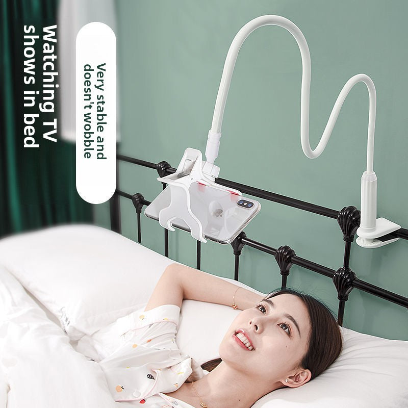 Lazy Phone Holder Clip for Bedside. Adjustable clamp fits most smartphones, suitable for various brands and sizes.