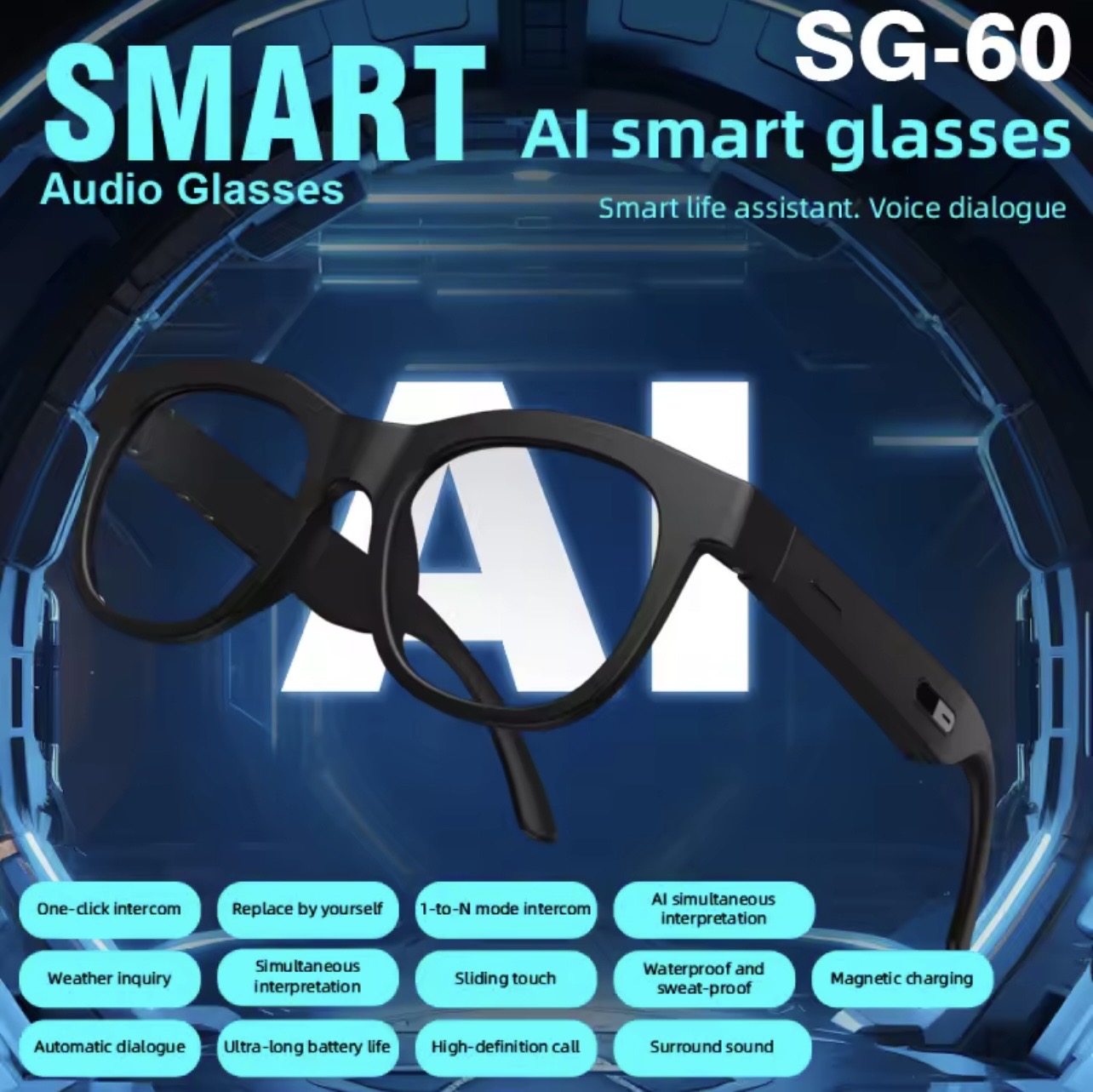 AI Smart Bluetooth Glasses with Camera & Translation
