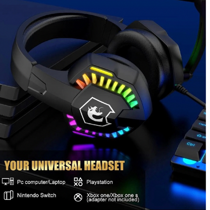 4-in-1 Gaming Combo Bundle Wired Keyboard Mouse Headset & Pad, Wired Keyboard 104 keys and 19 anti-ghosting keys 12 multimedia keys, Wired Gaming Mouse 3 adjustable DPI Ergonomic non-slip design cool backlit, Wired Gaming Headset Stereo sound universal