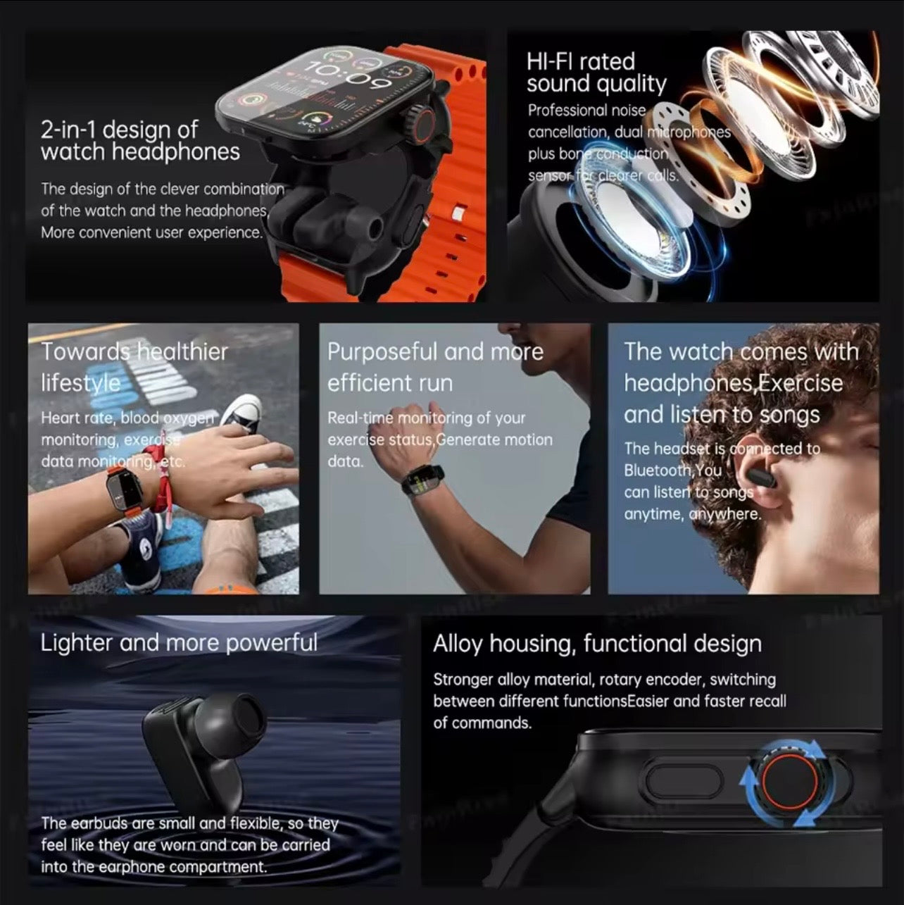 GT8BUDS Smart Watch with Bluetooth Headset