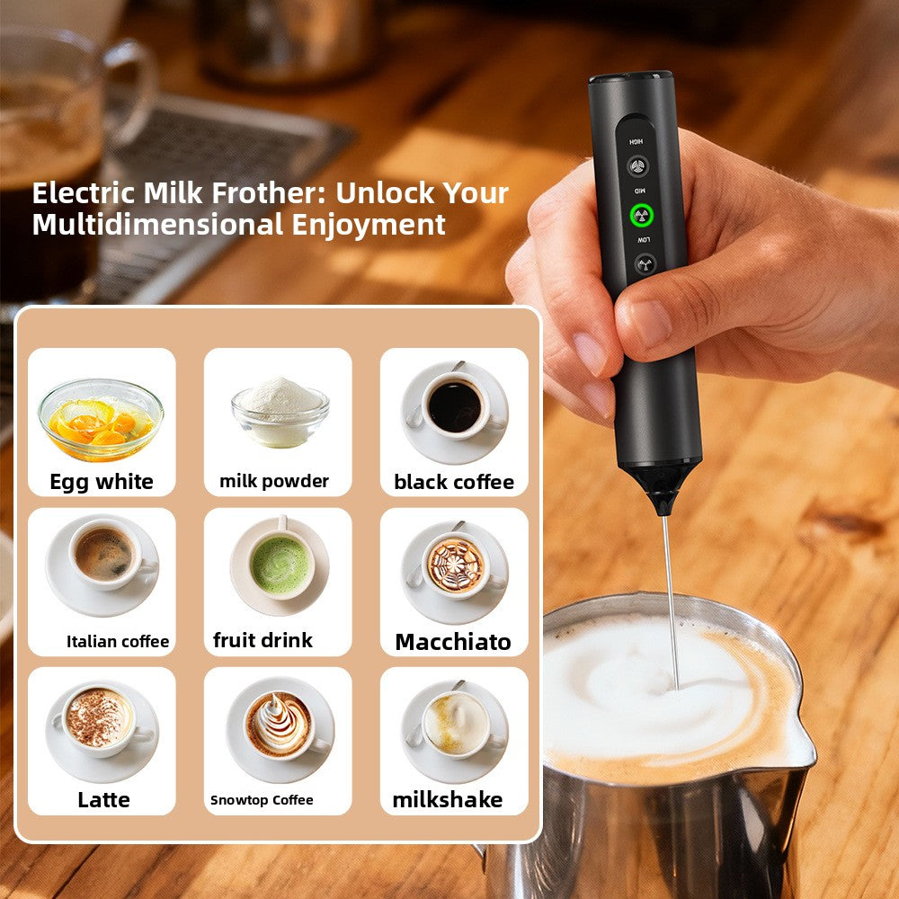 Rechargeable Handheld Electric Mixer with Interchangeable heads for mixing, frothing, and blending tasks