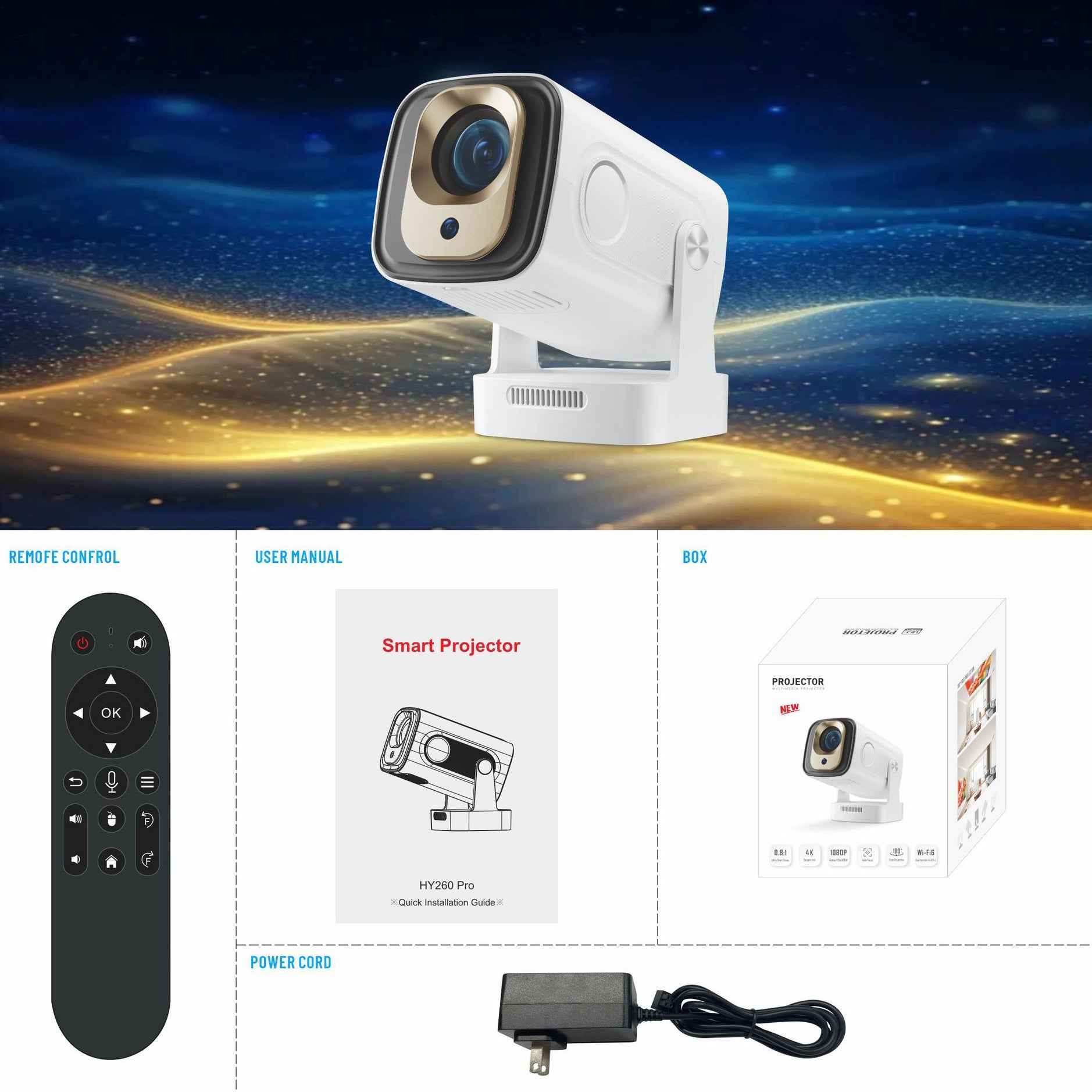 Portable Mini Projector with Autofocus 4K