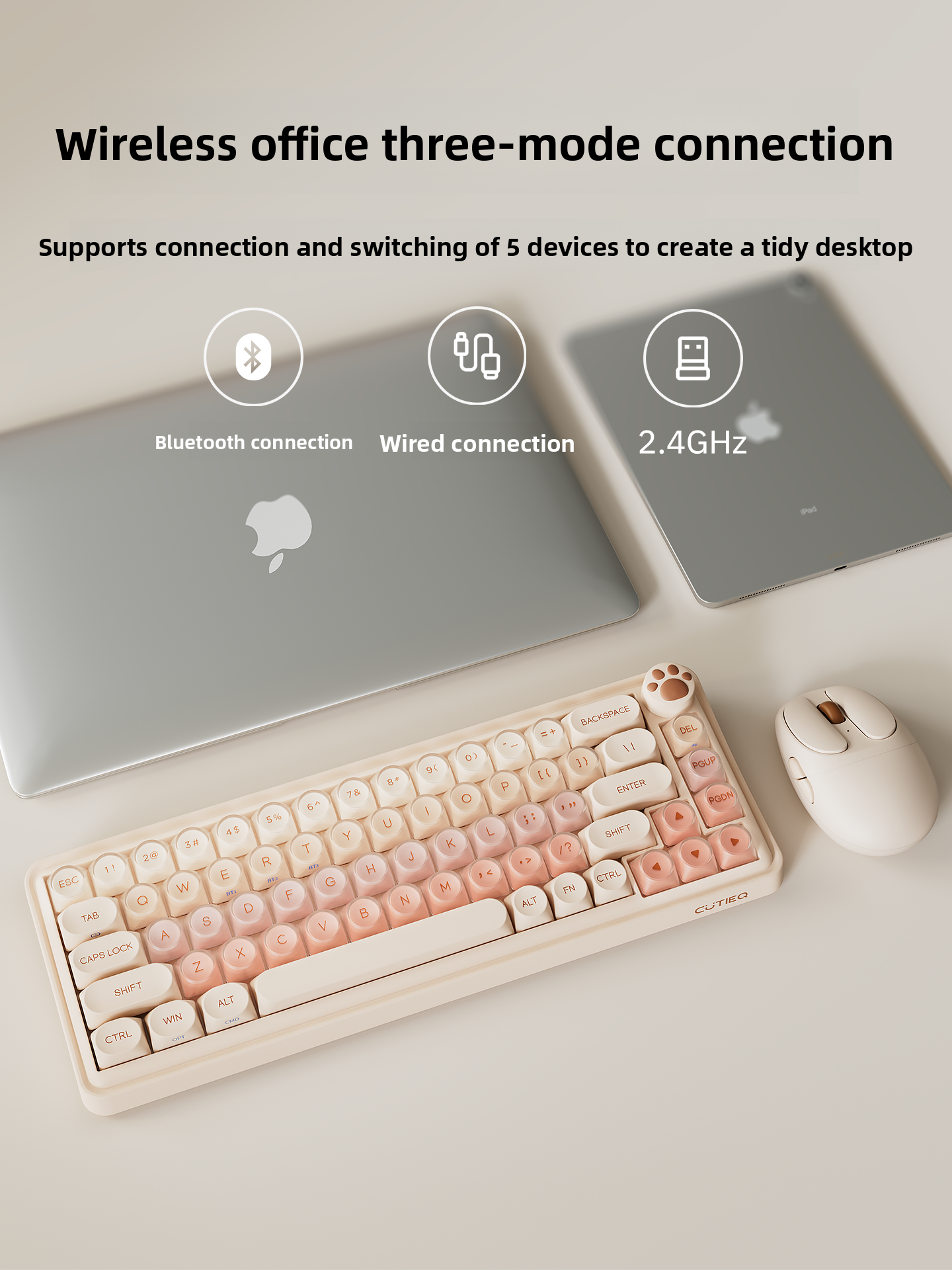 Portable Wireless Mechanical Keyboard Aesthetic Appeal Silent