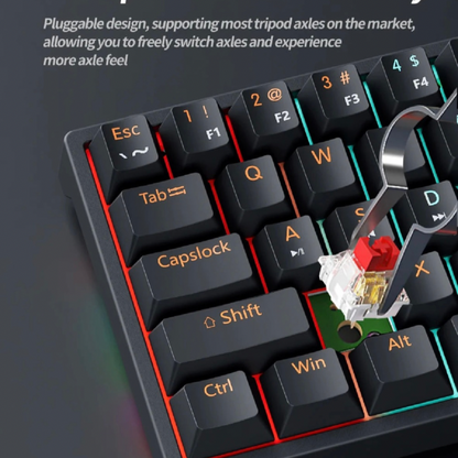 MK61 Wired Gaming Mechanical Keyboard, Compact 61 Keys: 60% layout, Hot-Swappable Switches, RGB Backlit: Fully customizable RGB lighting, FPS Gamer Friendly,