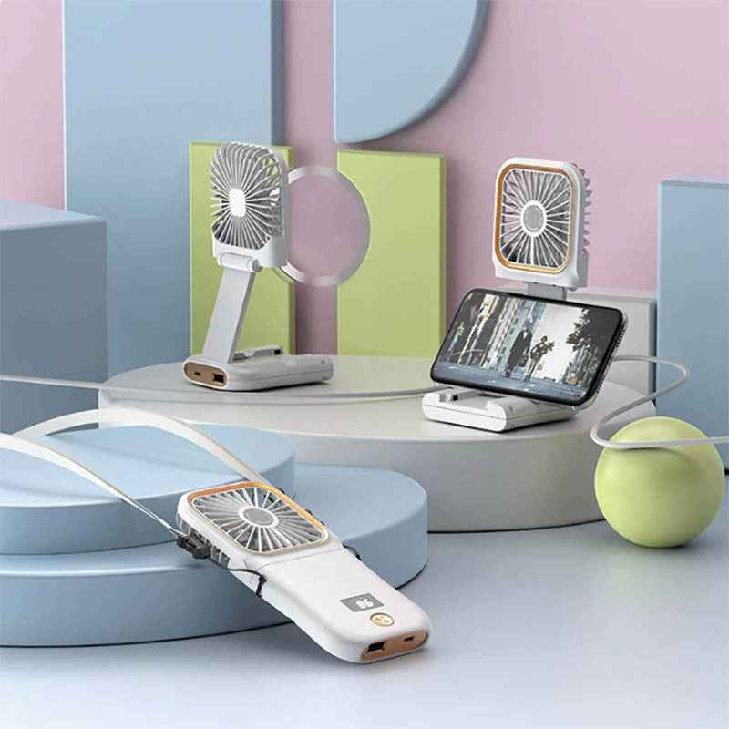 Foldable USB Handheld Fan with Power Bank Function