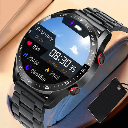 Business Bluetooth Smart Watch, 1.28” HD Bluetooth Calling Hands-free communication,Step counting|sleep monitoring|remote selfie|smart notifications|ECG|heart rate|blood pressure|blood oxygen,Waterproof Design & Up to 7 days battery