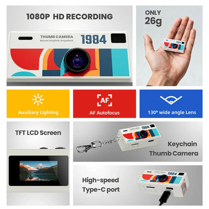 Vintage Mini High-Definition Camera - Compact 1080P Thumb-Sized Retro Camera with 0.96-Inch Display and 3-Hour Battery Life for Travel & Vlogging - ZeeTec Store