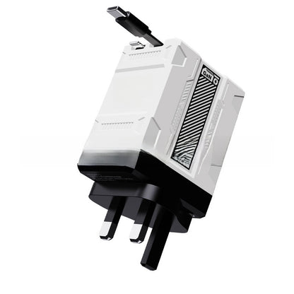 GaN Fast Charger with Retractable Cable for Apple & Android