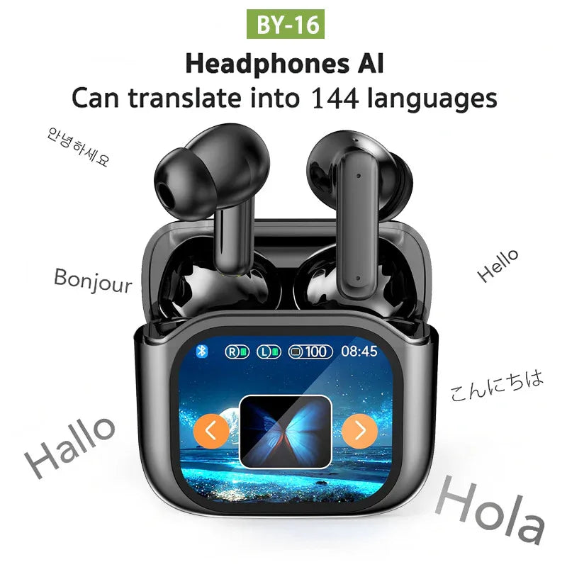 LED Bluetooth Headset with ANC, ENC, Touch Screen, and AI Translation - ZeeTec Store