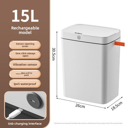 Smart Trash Can, Touch-free Operation, Automatic Packaging, Battery/Charging Options, Multi-zone Classification - Designed with compartments for efficient waste sorting, Versatile Placement - Slim design
