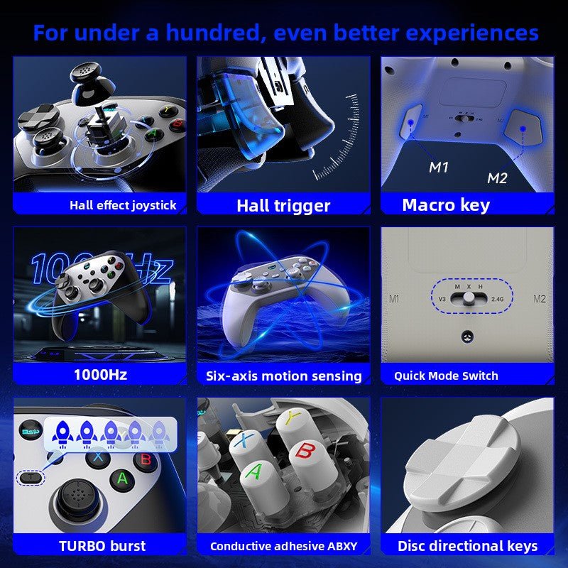 G6S Bluetooth Wireless Gamepad with Hall Joystick and Macro Keys Multi-Platform Compatibility
