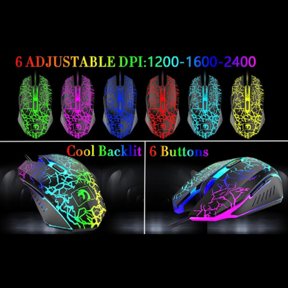 4-in-1 Gaming Combo Bundle Wired Keyboard Mouse Headset & Pad, Wired Keyboard 104 keys and 19 anti-ghosting keys 12 multimedia keys, Wired Gaming Mouse 3 adjustable DPI Ergonomic non-slip design cool backlit, Wired Gaming Headset Stereo sound universal