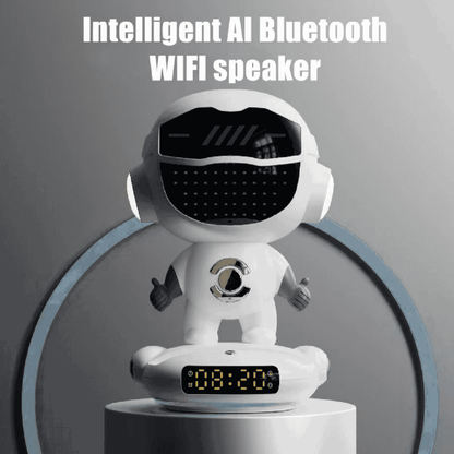 Smart AI Robot, Intelligent Conversation Wireless Speaker,  AI Empowered Voice Interaction, Powerful AI Voice Model, Smart Life Assistant, Night Atmosphere Light, Long-Lasting Battery Life, Multi-Function Entertainment Hub, Premium Design & Durability