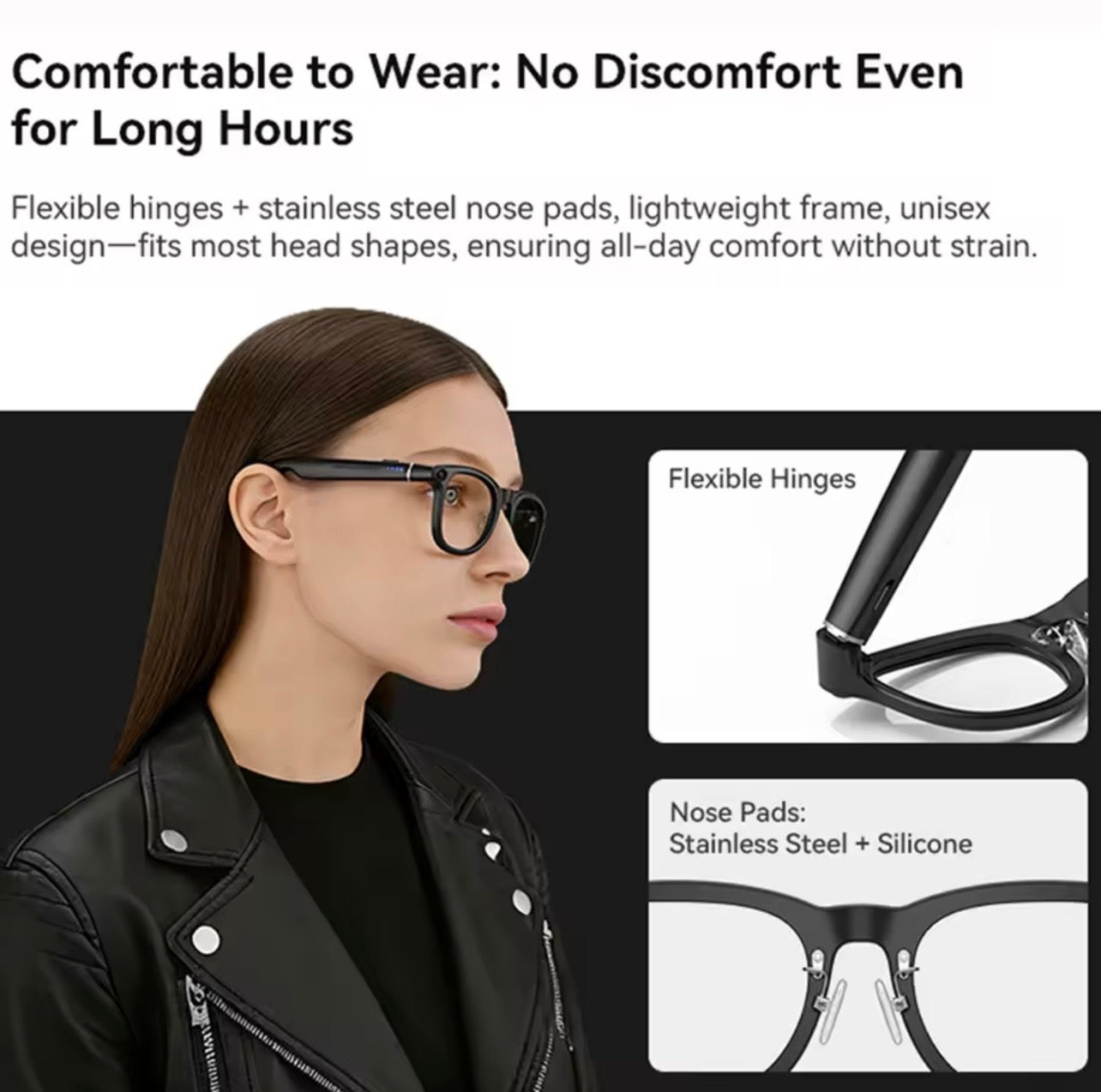 Smart Glasses 8MP Camera with Charging Case