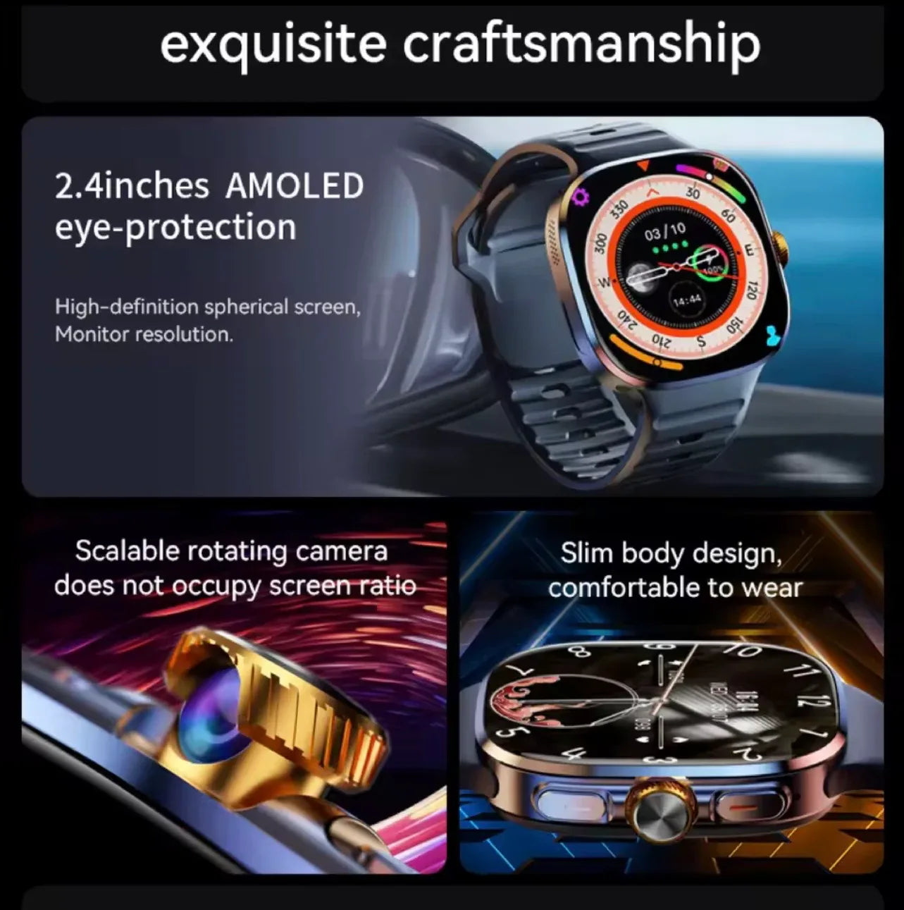 2.4” AMOLED Smartwatch with SIM; Camera & Play Store Apps — Your Phone on Your Wrist - ZeeTec Store