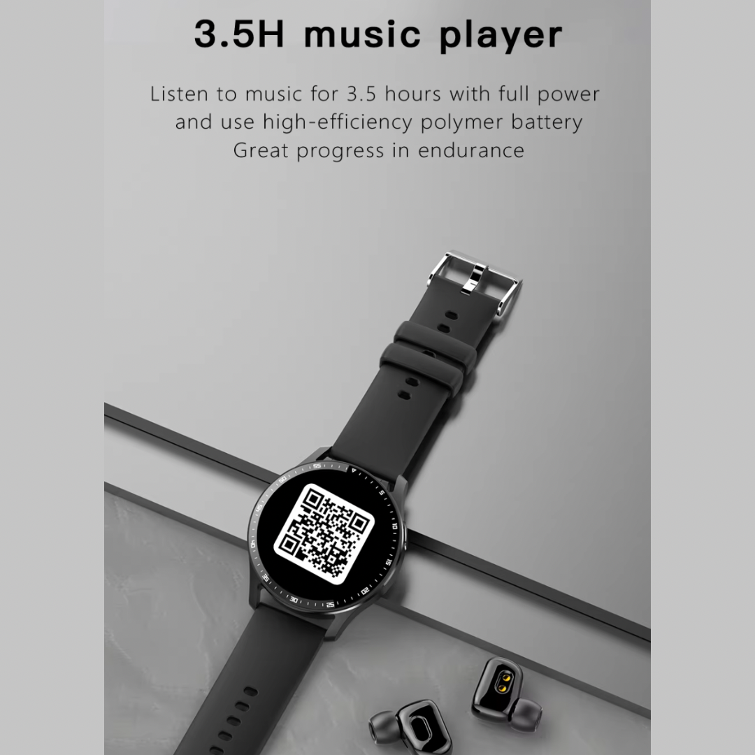 Smart Watch,1.39” Full-Touch HD Display with Built-in Wireless Earbuds, 📞 Bluetooth Calling (Dial Answer Reject)| 🩺 Heart Rate Monitoring| 📷 Shake to Take Photo| 🔔 Call & Message Alerts,Long life battery up to 7 days,Compatible with IOS & Android