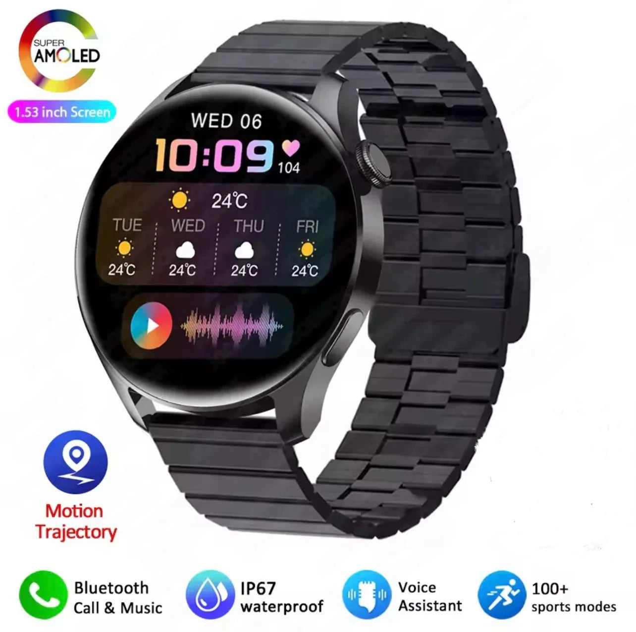 Fashion Smart Watch for Men and Women with AMOLED Screen, Bluetooth Calling, Heart Rate Monitoring, and More - ZeeTec Store
