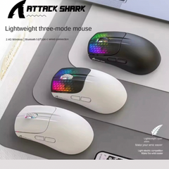 Attack Shark X5 Gaming Mouse, Tri-Mode Connection, High-Precision PAW3212 Sensor, Dynamic RGB Lighting Effects, Ergonomic & Comfortable Design, Mute Buttons & LED Display, Fast & Reliable Wireless – 30 IPS speed