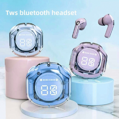 Transparent Earbuds High Quality,Bluetooth 5.3 Wireless Durable Transparent Design, Digital Display, Finger Tip Touch & Noise Reduction, Bilateral Stereo & Super Bass, Universal Compatibility, Long-lasting usage on a single charge