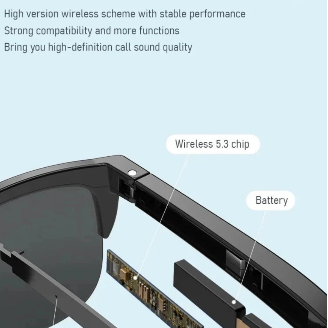 SMART SUNGLASS BLUETOOTH CALL, HIFI SOUND MUSIC, HD UV Protection BLUE LIGHT, WATERPROOF, Active Noise Cancellation, Standby Time Up to 80 hours, Convenient & Stylish