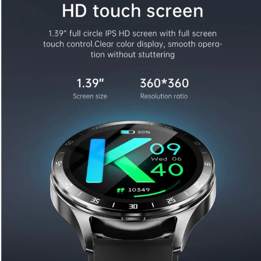 High Quality Smart Sports Watch with 1.39” HD Touch IPS Display, Built-in TWS Headset, Bluetooth Call & SMS, Health Monitoring, Sleep Tracking, Social Apps, Games, Wireless Charging, Up to 7 Days Battery Life - ZeeTec Store