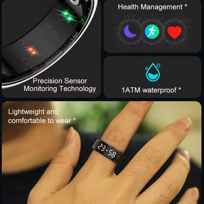 Bluetooth Smart Ring Stainless Steel - Fashion Men & Women,Track Steps|Calories|Heart rate|Blood oxygen|Sleep|Stress Monitor|Multi Modes|LED display|Gesture control|remote camera control,Free app (No subscription),Waterproof Light 3.2g 15 days standby - ZeeTec Store