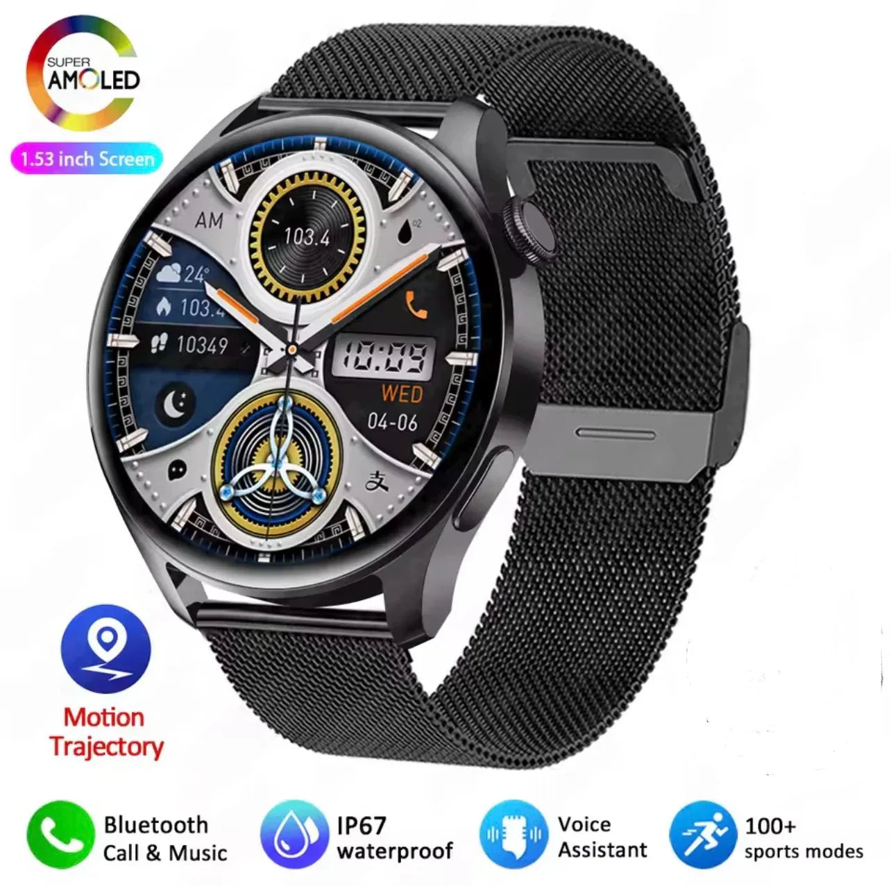Fashion Smart Watch for Men and Women with AMOLED Screen, Bluetooth Calling, Heart Rate Monitoring, and More - ZeeTec Store