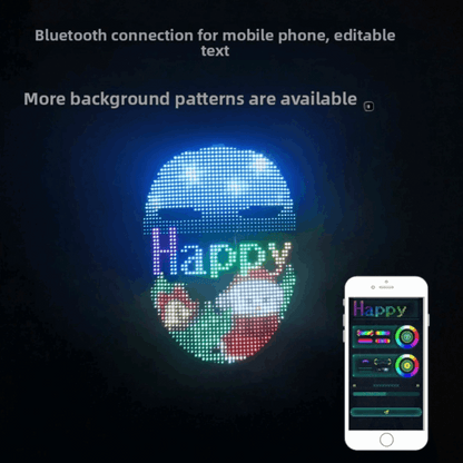 DIY Shining Bluetooth LED Face Mask, Programmable DIY Text and Animation Display, 46x58 Pixels, Music Rhythm Sync, Bluetooth app controlled, Compatible with Android and iOS devices