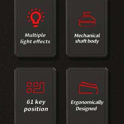 MK61 Wired Gaming Mechanical Keyboard, Compact 61 Keys: 60% layout, Hot-Swappable Switches, RGB Backlit: Fully customizable RGB lighting, FPS Gamer Friendly,
