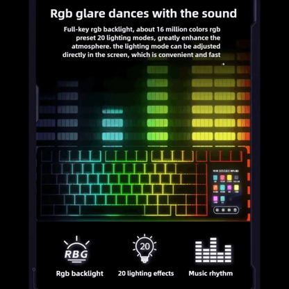 Aula L99 Mechanical Gaming Keyboard, 3.98-inch IPS Touch Screen, RGB LIGHTING: 16 million colour Backlight, SOUND OPTIMIZATION, 8000mAh Battery, Triple Connection Mode