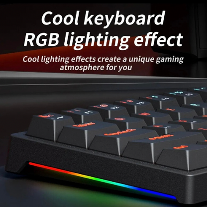 MK61 Wired Gaming Mechanical Keyboard, Compact 61 Keys: 60% layout, Hot-Swappable Switches, RGB Backlit: Fully customizable RGB lighting, FPS Gamer Friendly,
