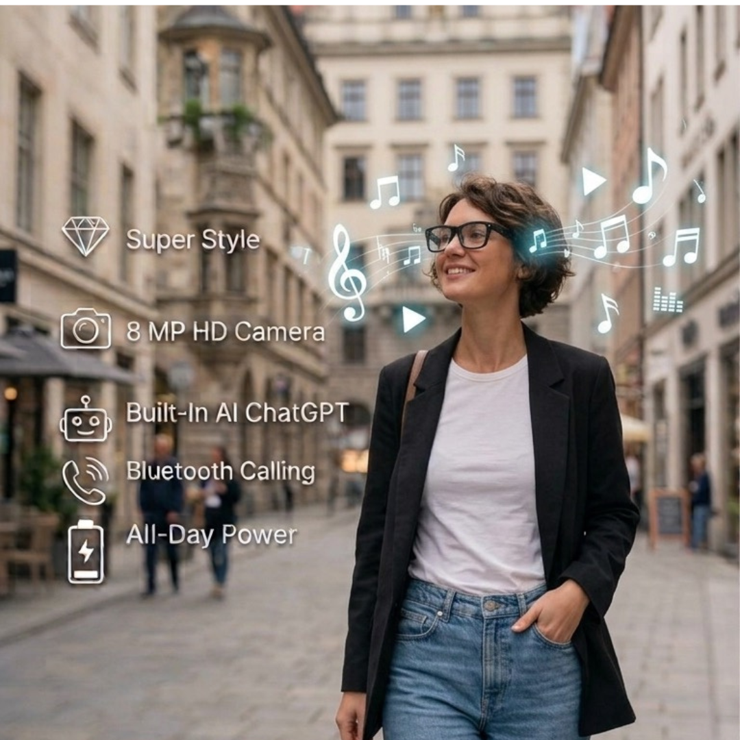 Smart AI Glasses with Built-in camera, charging Case and dual Lenses