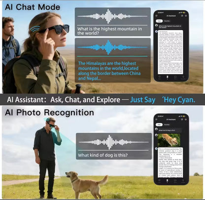 Smart Glasses Electrochromic Lenses 8MP Camera AI
