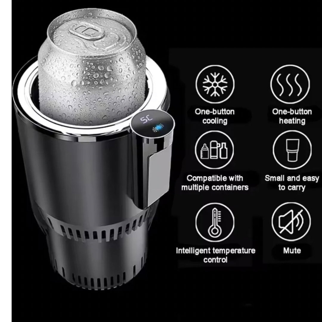Portable Smart 2-in-1 Car Cup, Cooler & Warmer, 12V Mini Auto Refrigerator for Hot & Cold Drinks, Travel Cup Holder, Compact & Portable, Smart Touch Control, Silent & Safe Operation