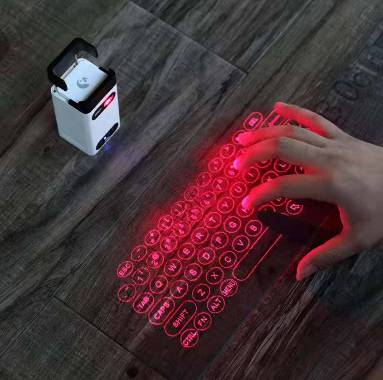 WIRELESS VIRTUAL LASER KEYBOARD,Universal compatible all OS Bluetooth,Two Models: White & Black,White: Phone bracket/power bank/usb/Keyboard/Mouse/6H use,Black: Keyboard/Mouse/2H use,Projection size:10cm*25cm
