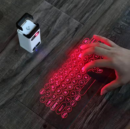 WIRELESS VIRTUAL LASER KEYBOARD,Universal compatible all OS Bluetooth,Two Models: White & Black,White: Phone bracket/power bank/usb/Keyboard/Mouse/6H use,Black: Keyboard/Mouse/2H use,Projection size:10cm*25cm
