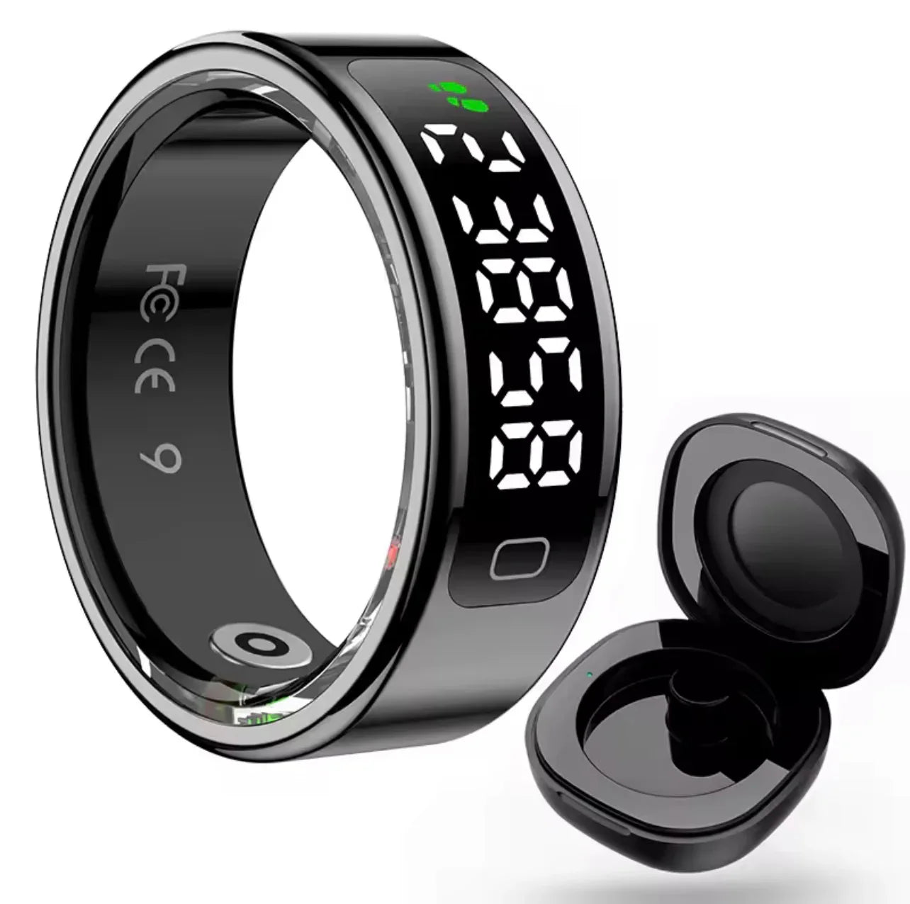 Bluetooth Smart Ring Stainless Steel - Fashion Men & Women,Track Steps|Calories|Heart rate|Blood oxygen|Sleep|Stress Monitor|Multi Modes|LED display|Gesture control|remote camera control,Free app (No subscription),Waterproof Light 3.2g 15 days standby - ZeeTec Store