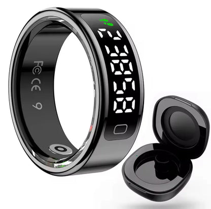 Bluetooth Smart Ring Stainless Steel - Fashion Men & Women,Track Steps|Calories|Heart rate|Blood oxygen|Sleep|Stress Monitor|Multi Modes|LED display|Gesture control|remote camera control,Free app (No subscription),Waterproof Light 3.2g 15 days standby - ZeeTec Store