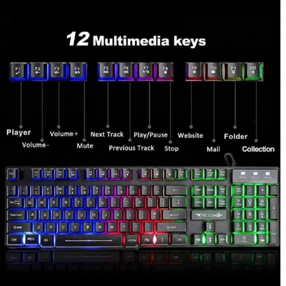 4-in-1 Gaming Combo Bundle Wired Keyboard Mouse Headset & Pad, Wired Keyboard 104 keys and 19 anti-ghosting keys 12 multimedia keys, Wired Gaming Mouse 3 adjustable DPI Ergonomic non-slip design cool backlit, Wired Gaming Headset Stereo sound universal