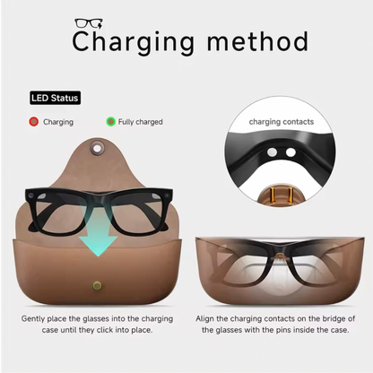 Smart AI Glasses with Built-in camera, charging Case and dual Lenses
